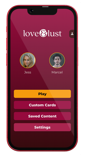 Screenshot of the home screen of Love & Lust - Game for Couples