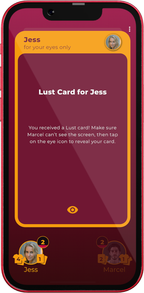 Screenshot of special reward card in Love & Lust couples game app